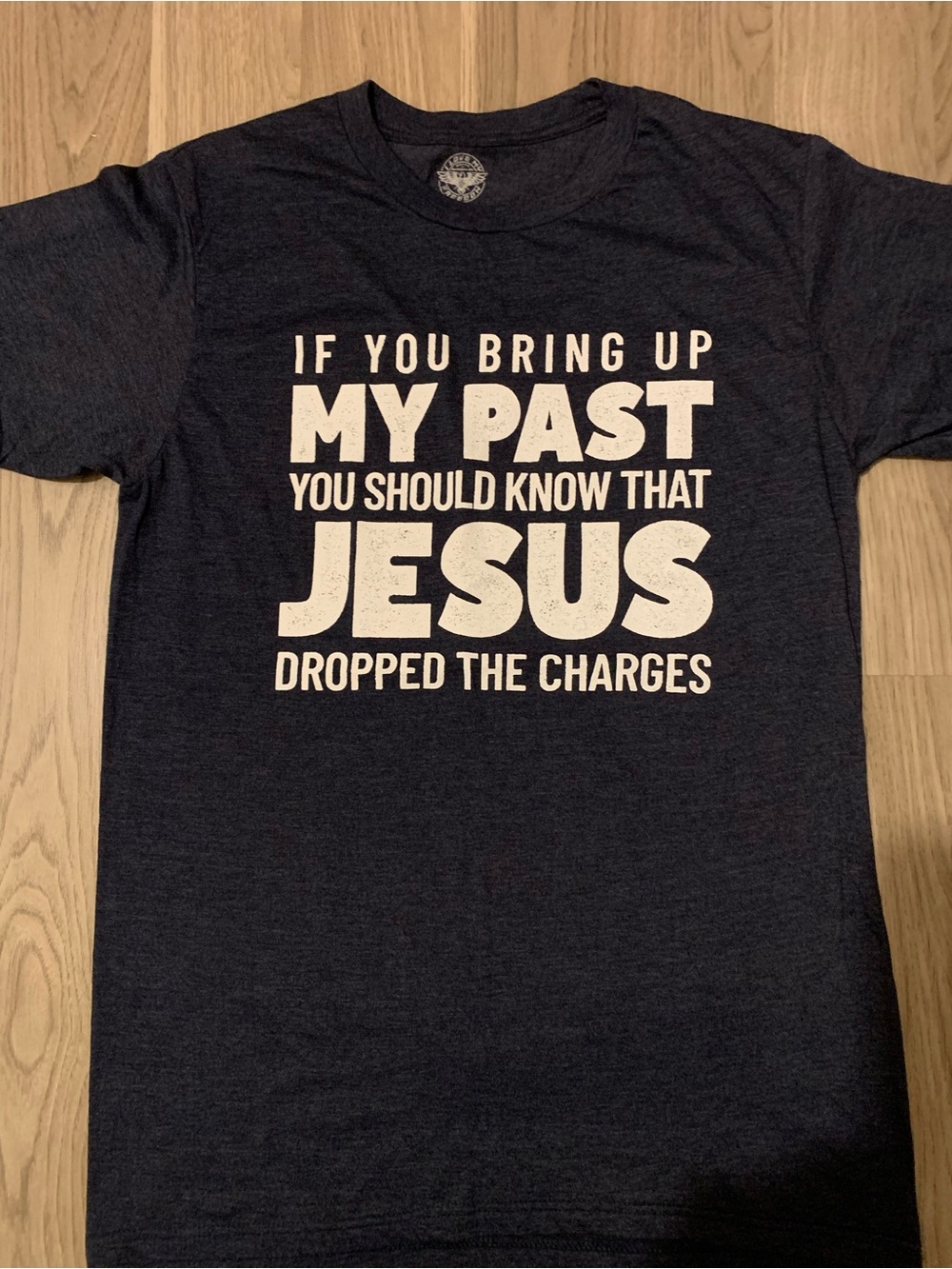 Women’s never worn Navy Graphic Tee with Religious Message